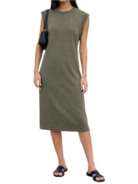 Zara Olive Green Sleeveless Midi Dress